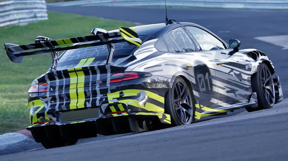 The heavily revised SU7 Ultra caught testing with its huge new rear wing at the Nürburgring