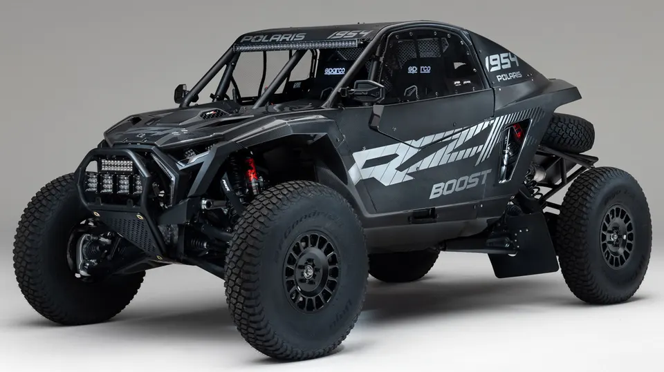 The Pro R Factory Boost in its black livery, wearing the ProStar Fury engine and race chassis that define the $200,000 desert racer
