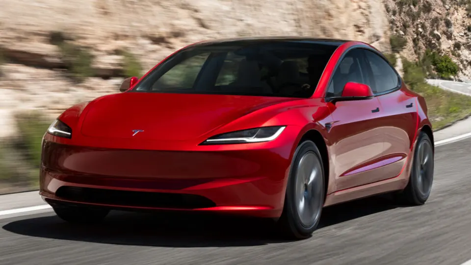 Tesla's Model 3, the flagship for its renamed Assisted Driving system in Europe
